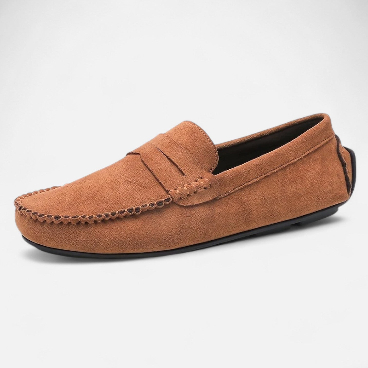 Men's Leather Slip-On Loafers with Cushioned Comfort and Breathable Design