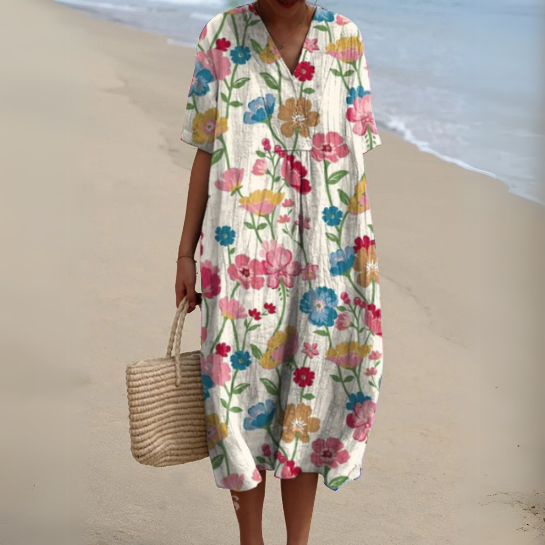 Women Multicolour Floral V-Neck Midi Dress