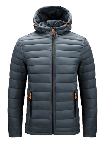 Men's Hooded Quilted Padded Winter Coat Outerwear