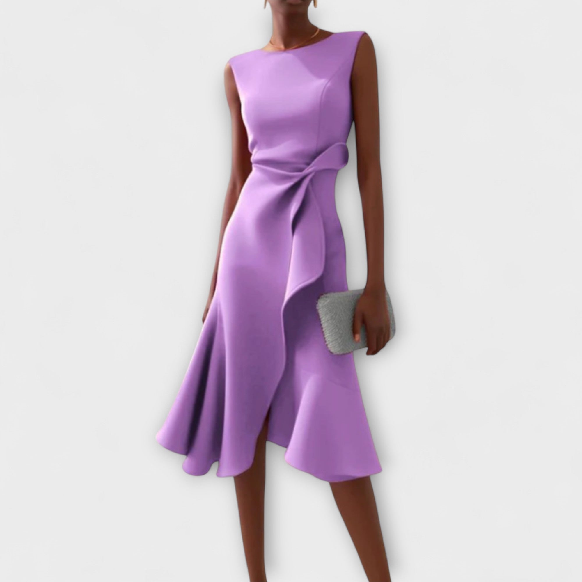 Women Green Asymmetric Sleeveless Midi Dress