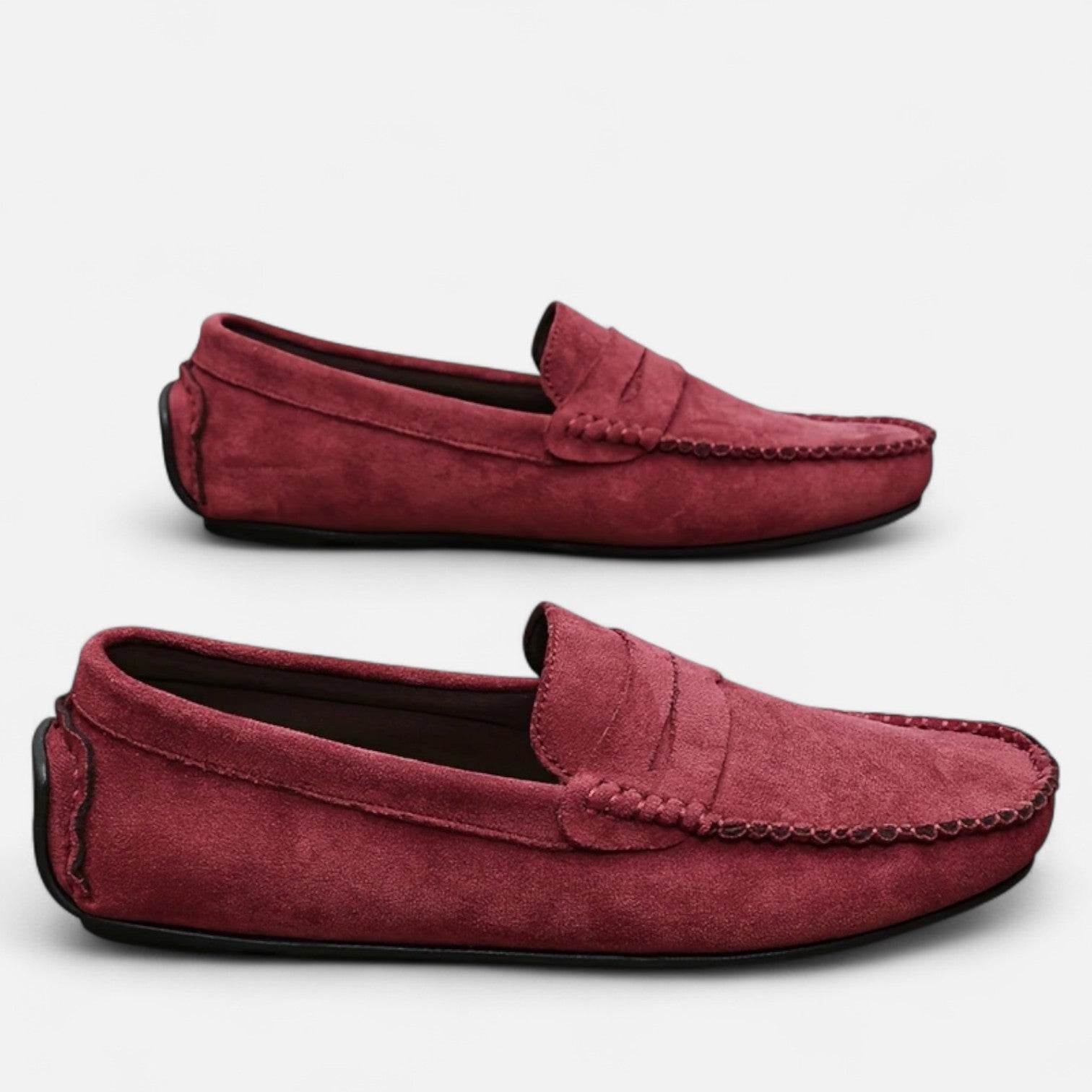 Men's Leather Slip-On Loafers with Cushioned Comfort and Breathable Design