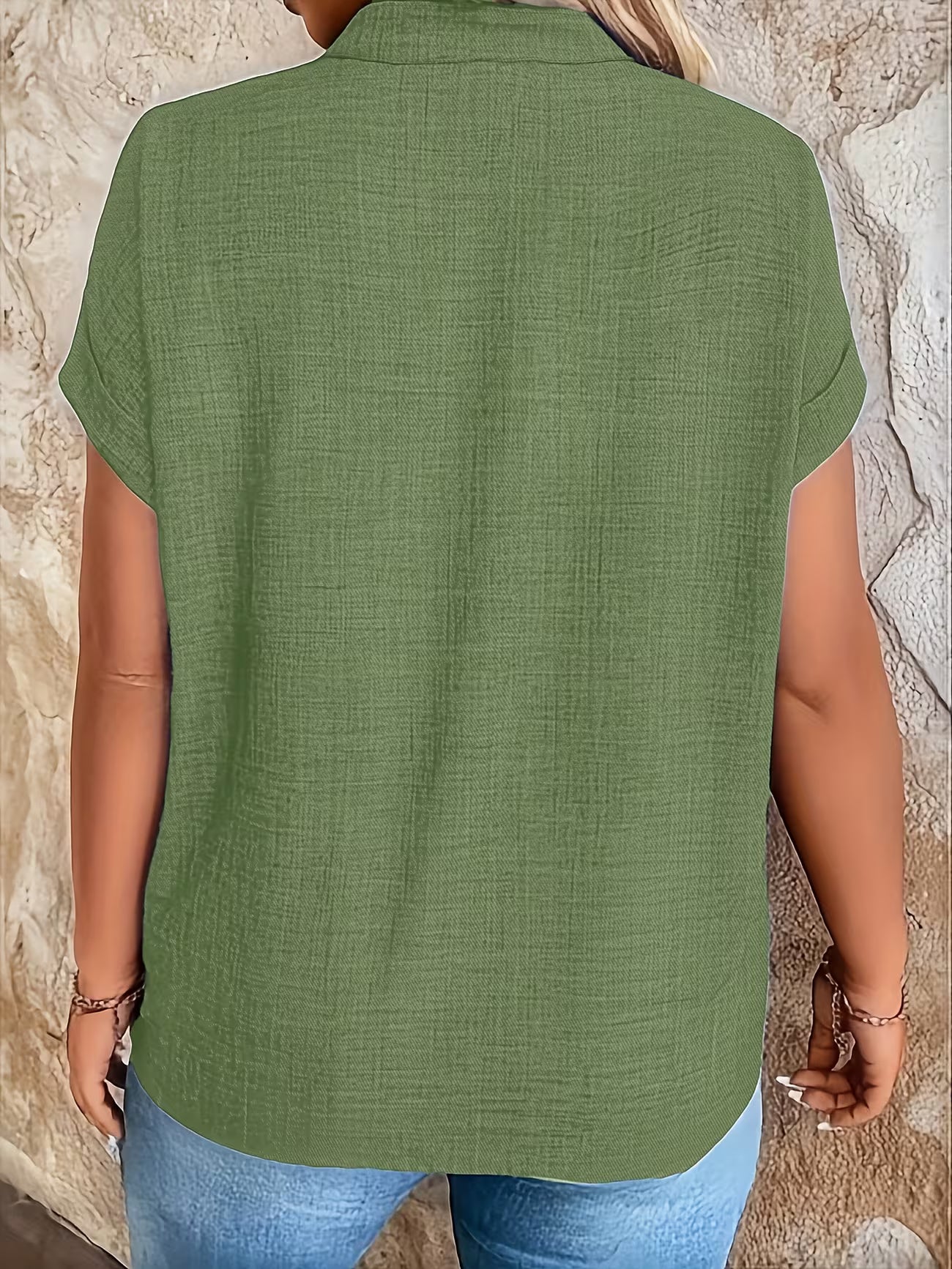 Elegant V Neck Stand Collar Women's Top Shirt