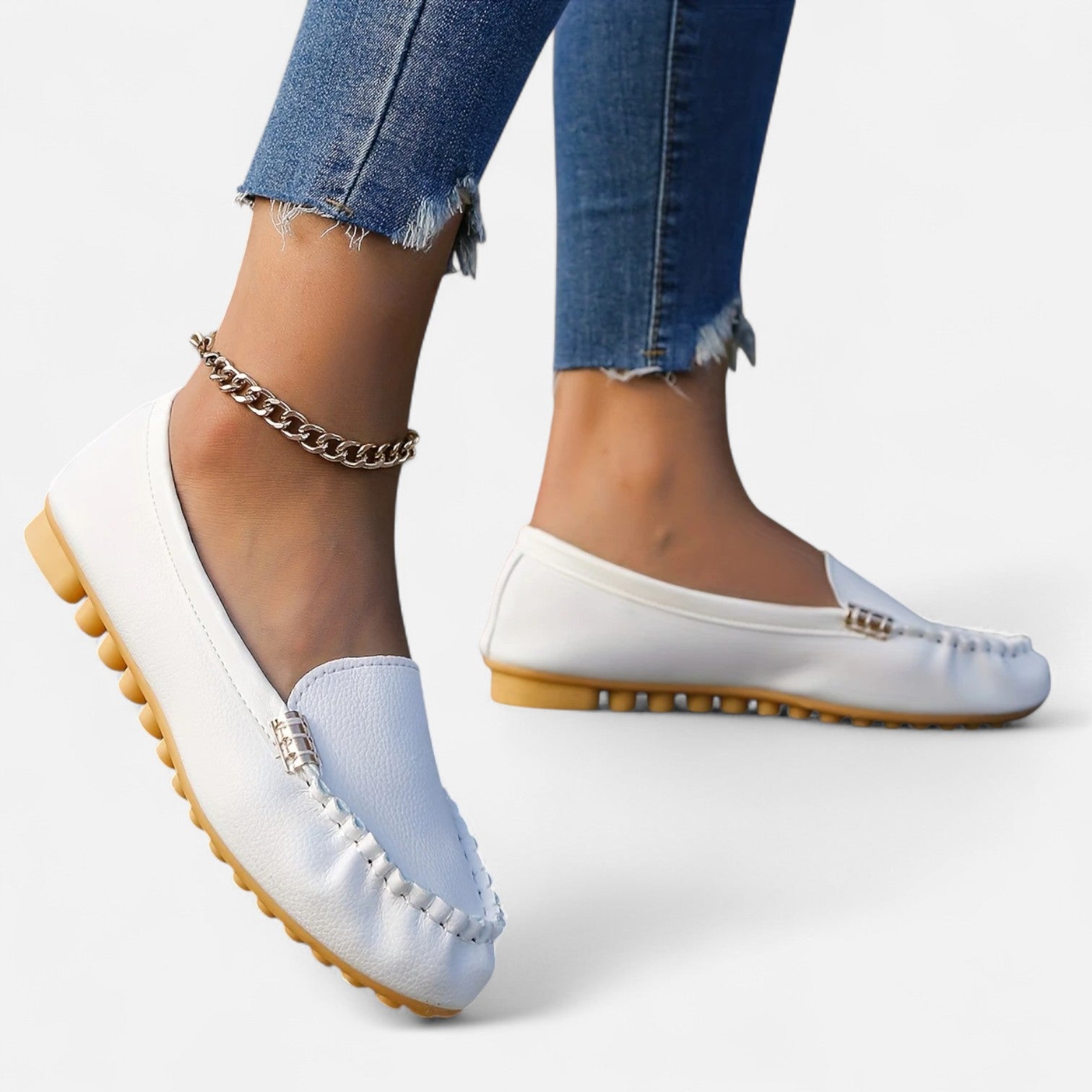 Women’s Slip-On Loafers with Round Toe and Cushioned Comfort