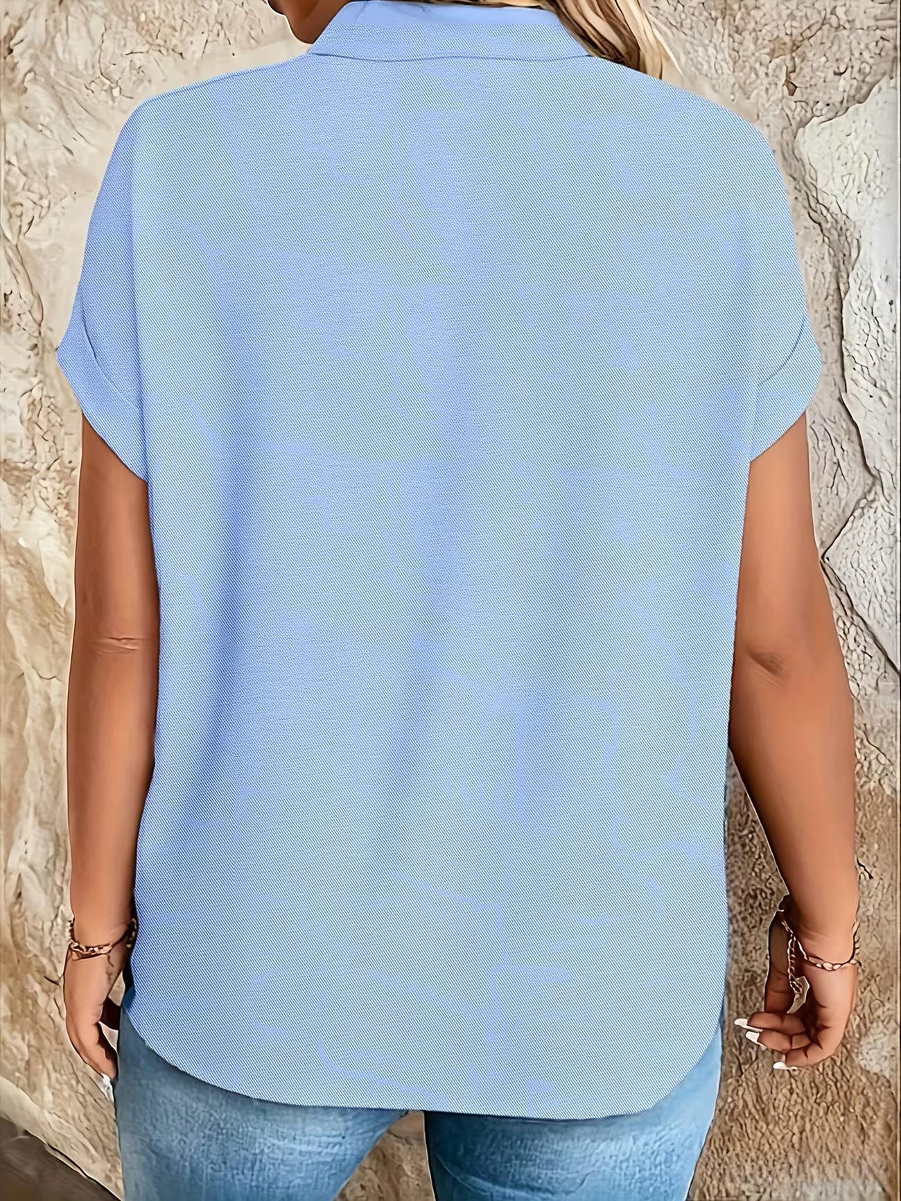 Elegant V Neck Stand Collar Women's Top Shirt