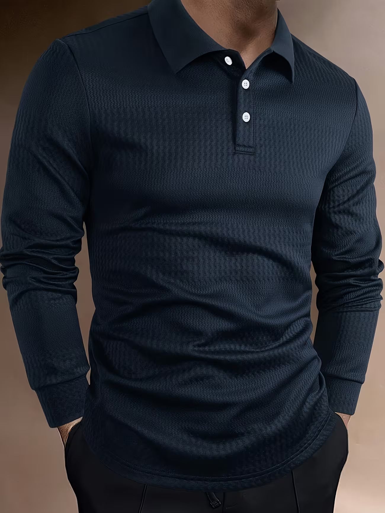 Men's Jacquard Ribbed Long Sleeve Shirt