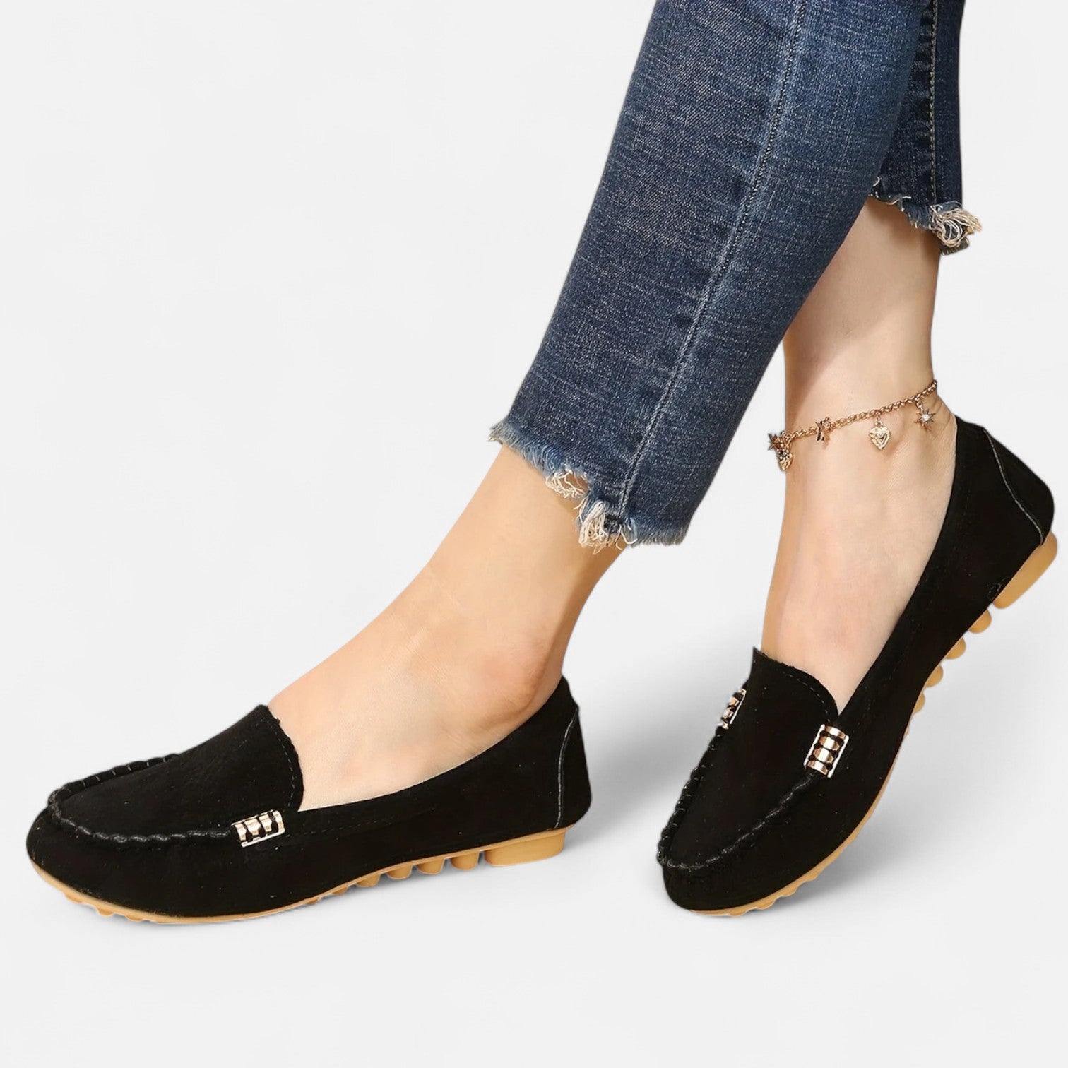 Women’s Slip-On Loafers with Round Toe and Cushioned Comfort