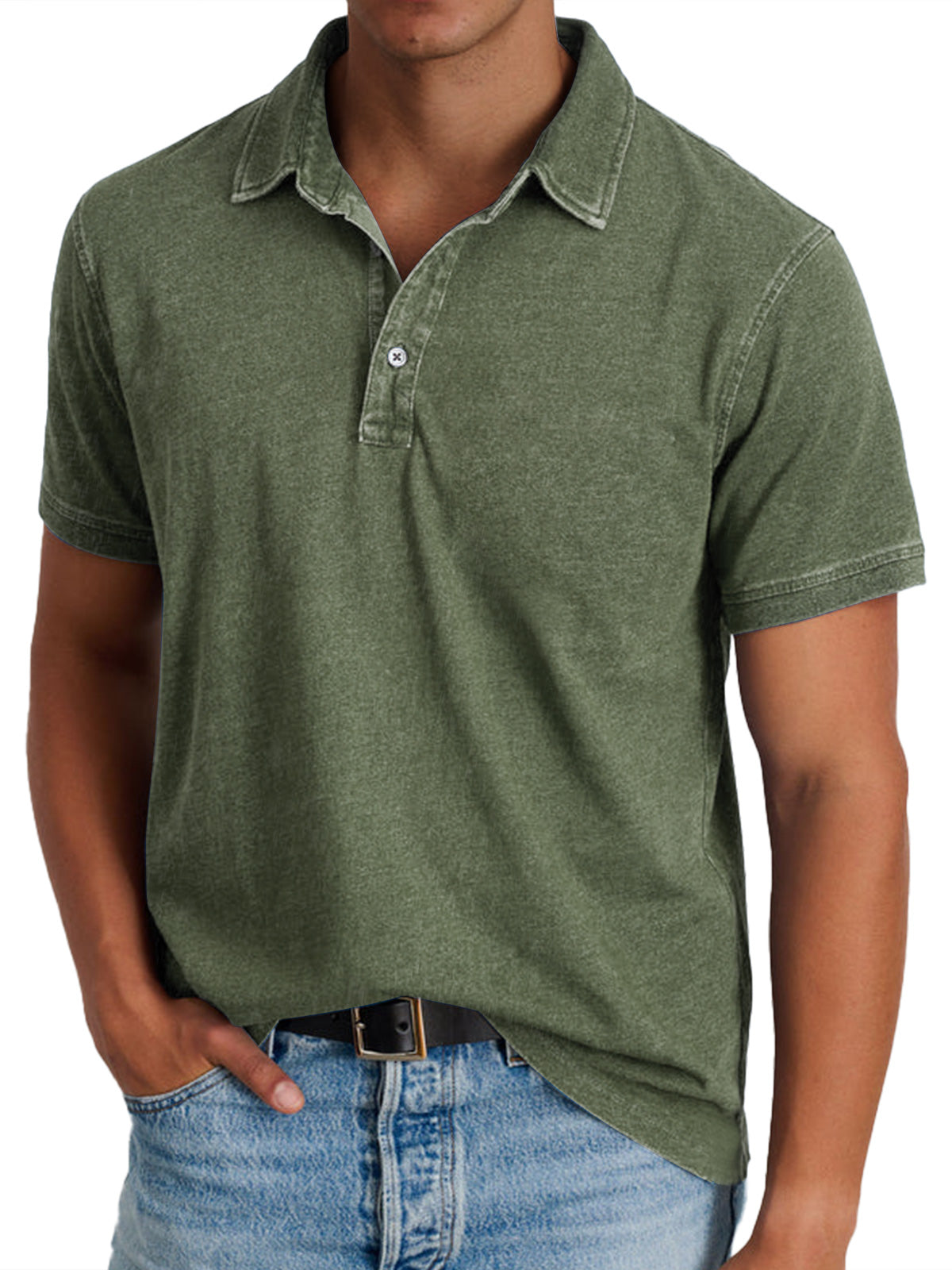 Men's Blue Denim Polo Shirt