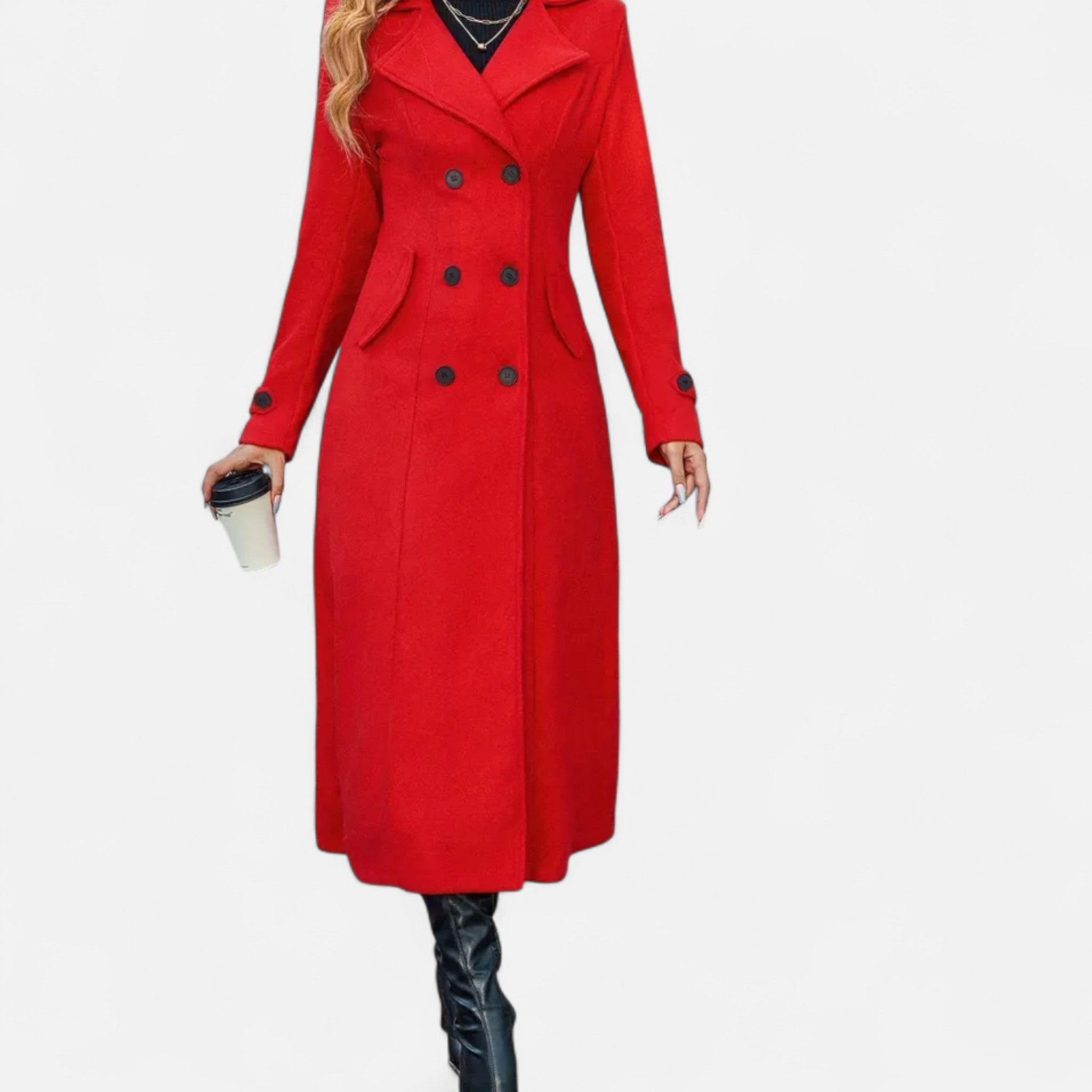 Elegant Women’s Long Sleeve Winter Coat with Tailored Silhouette