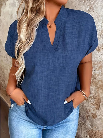 Elegant V Neck Stand Collar Women's Top Shirt