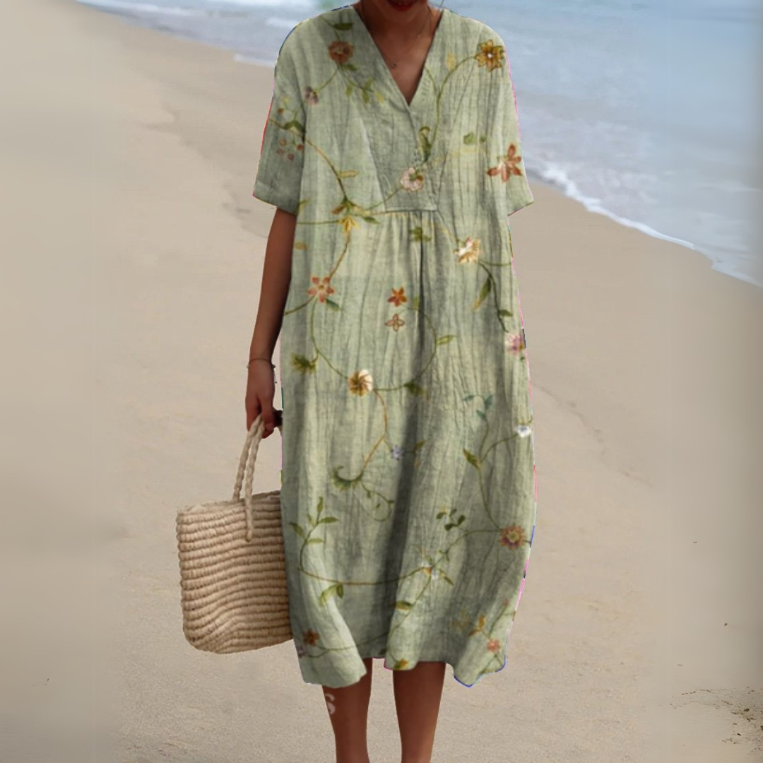 Women Multicolour Floral V-Neck Midi Dress