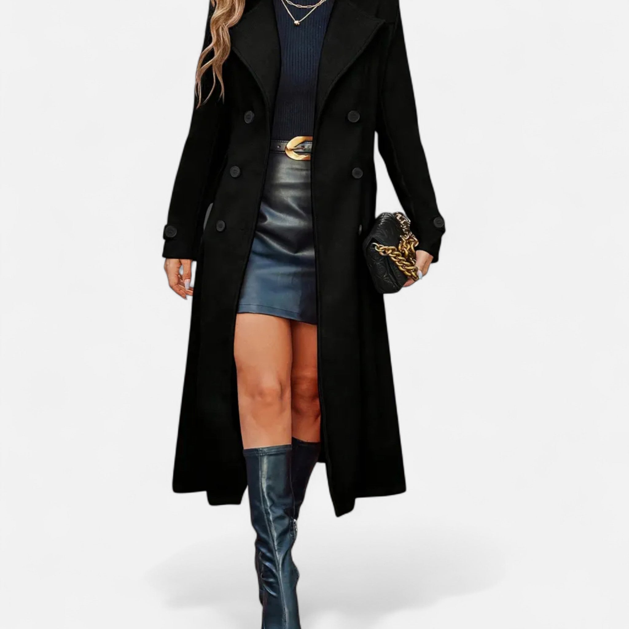 Elegant Women’s Long Sleeve Winter Coat with Tailored Silhouette