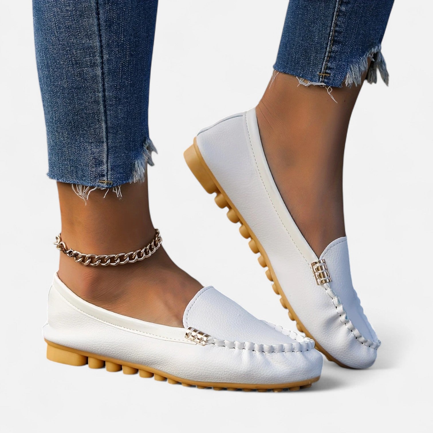 Women’s Slip-On Loafers with Round Toe and Cushioned Comfort