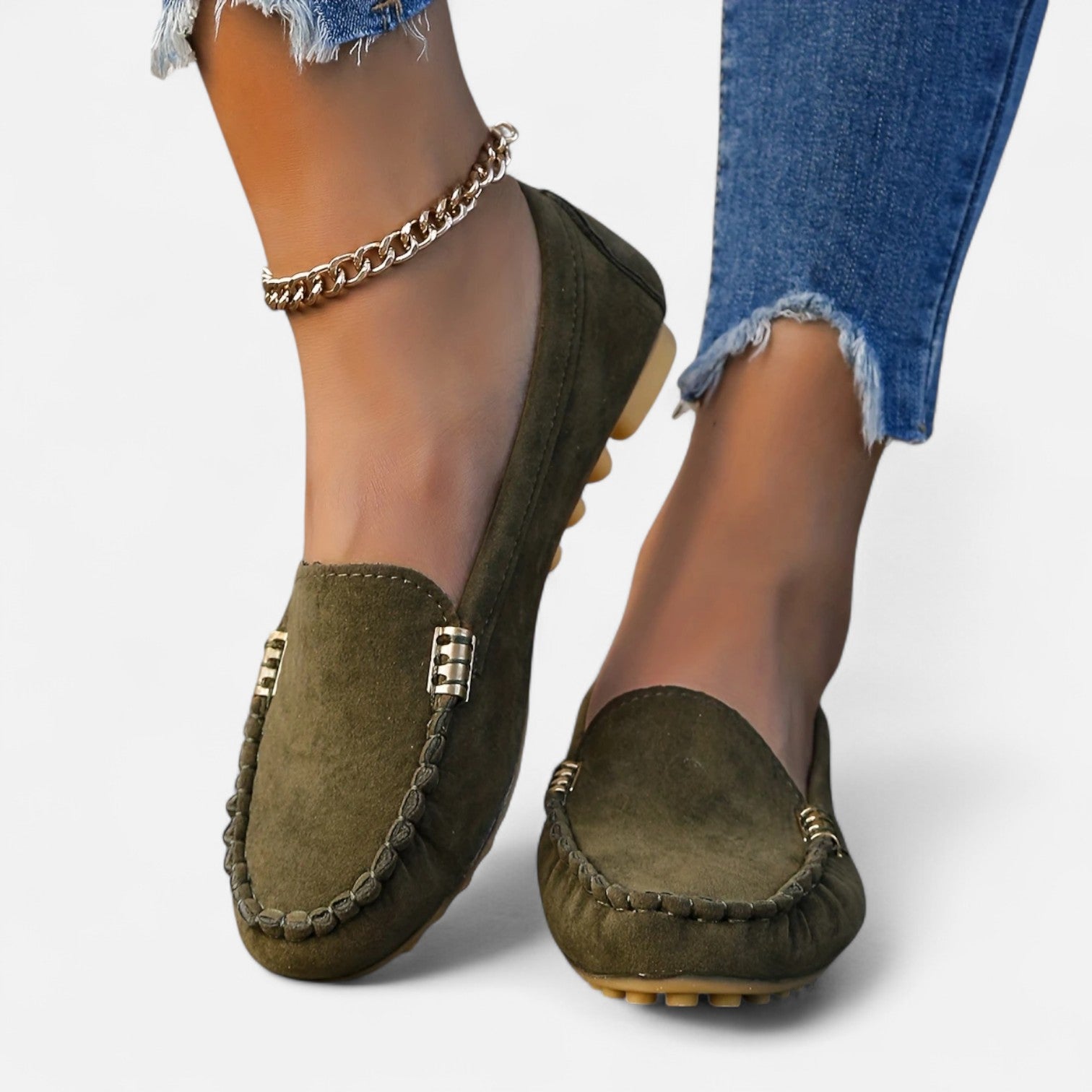Women’s Slip-On Loafers with Round Toe and Cushioned Comfort