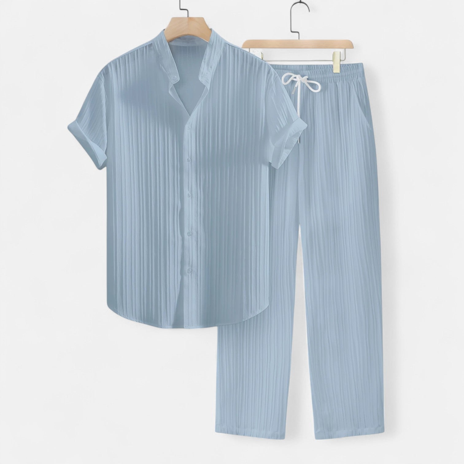 Men’s Lightweight Striped Summer Shirt and Trouser Set