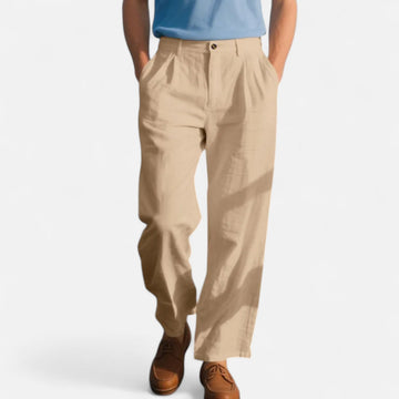 Men’s Linen Straight Leg Trousers Classic Tailored Comfort