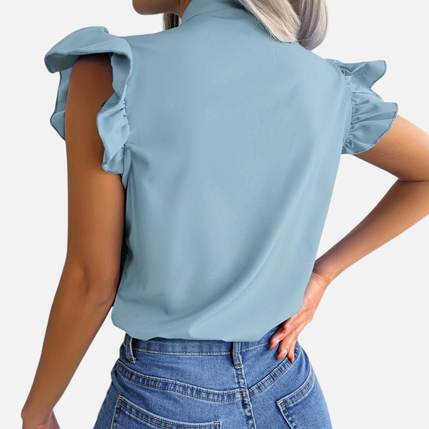 Dorevelle | Women’s Chiffon Blouse – Bow-Tie Sleeveless Style