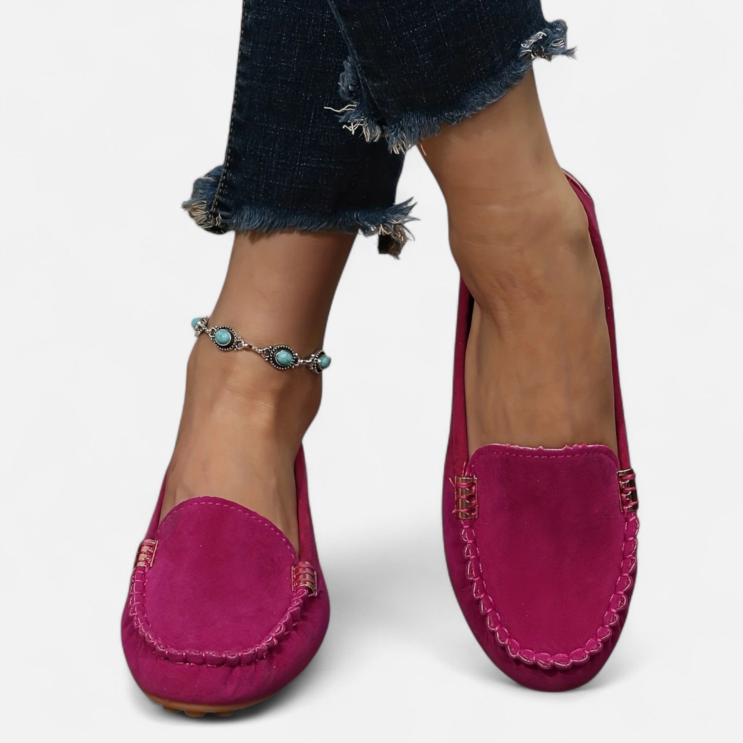 Women’s Slip-On Loafers with Round Toe and Cushioned Comfort