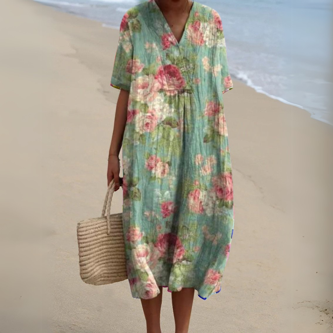 Women Multicolour Floral V-Neck Midi Dress