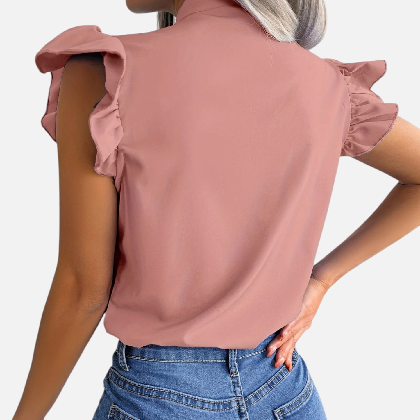 Dorevelle | Women’s Chiffon Blouse – Bow-Tie Sleeveless Style