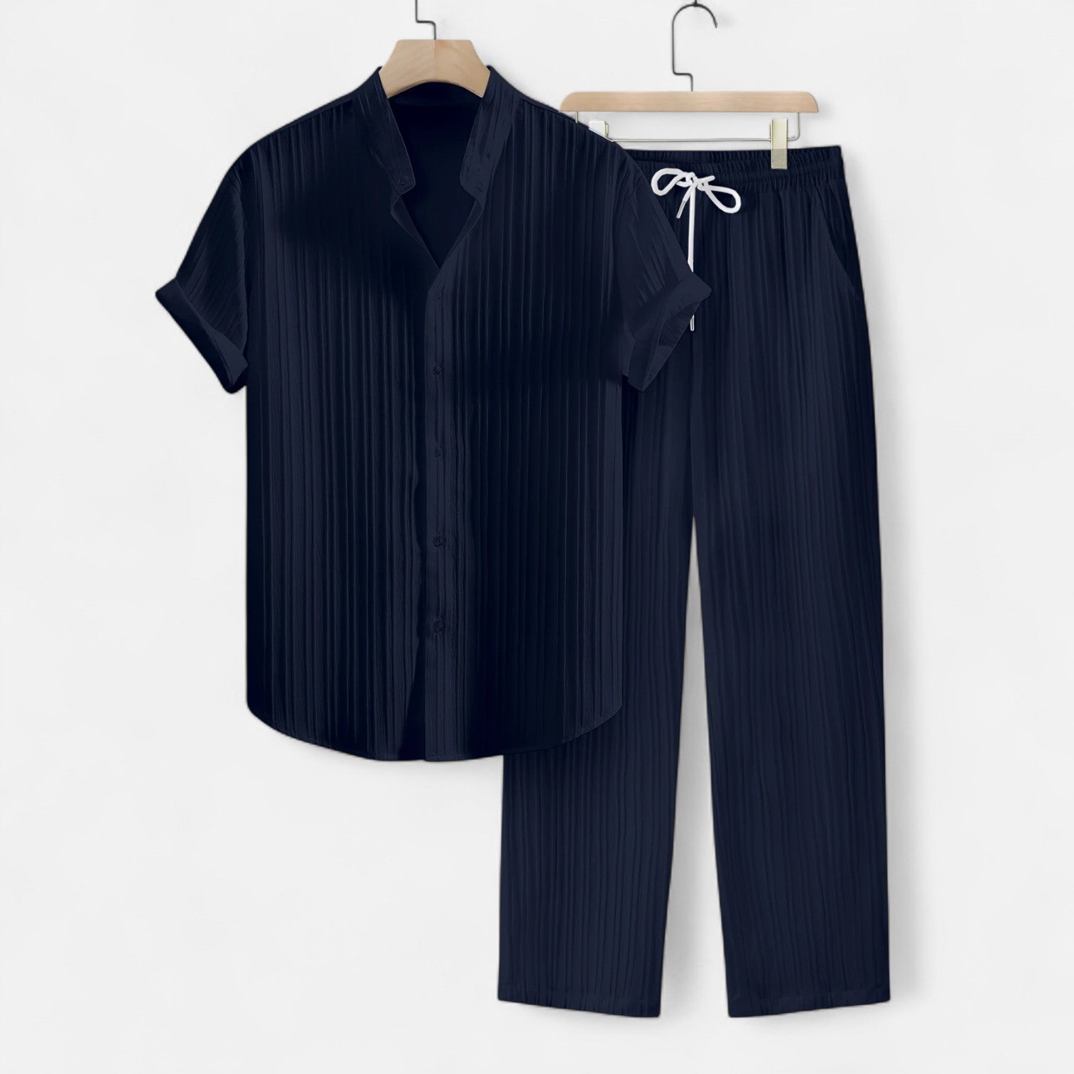 Men’s Lightweight Striped Summer Shirt and Trouser Set