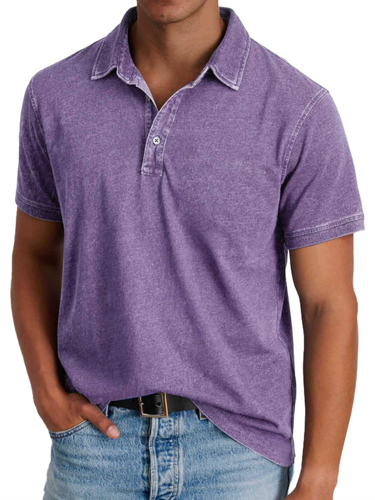 Men's Blue Denim Polo Shirt