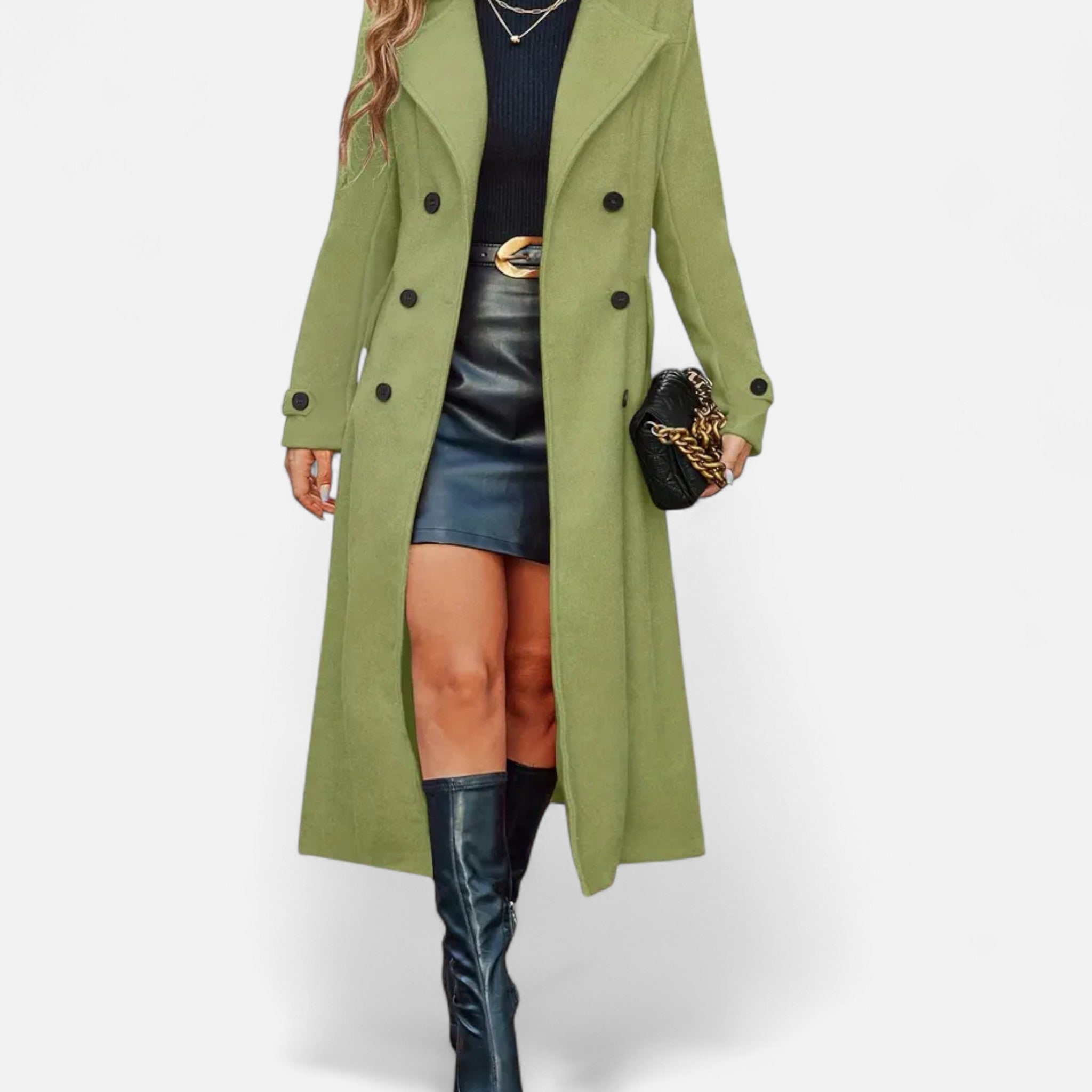 Elegant Women’s Long Sleeve Winter Coat with Tailored Silhouette