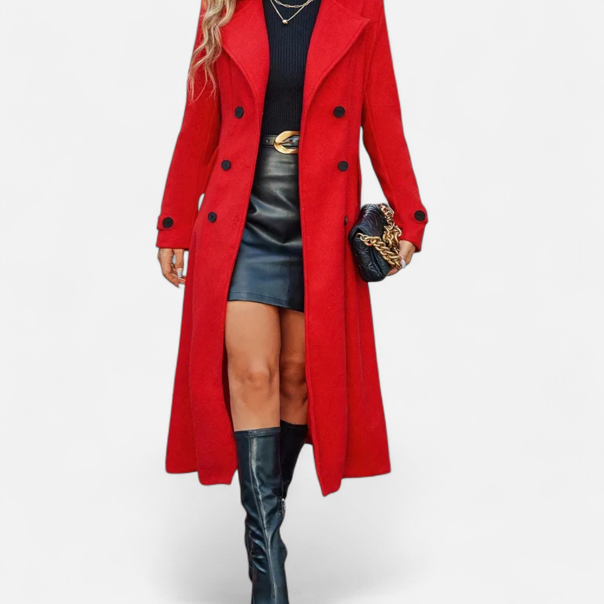 Elegant Women’s Long Sleeve Winter Coat with Tailored Silhouette