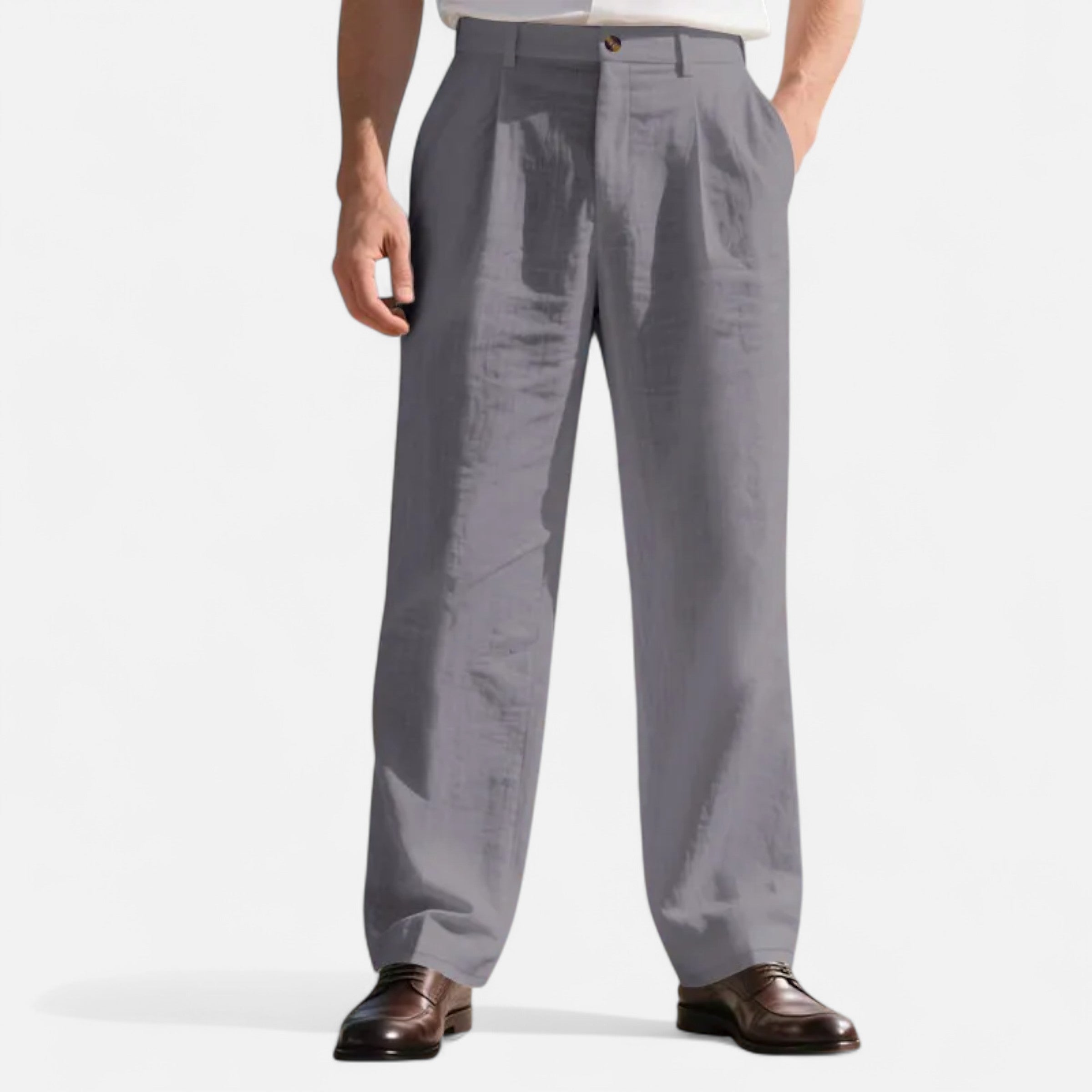 Men’s Linen Straight Leg Trousers Classic Tailored Comfort