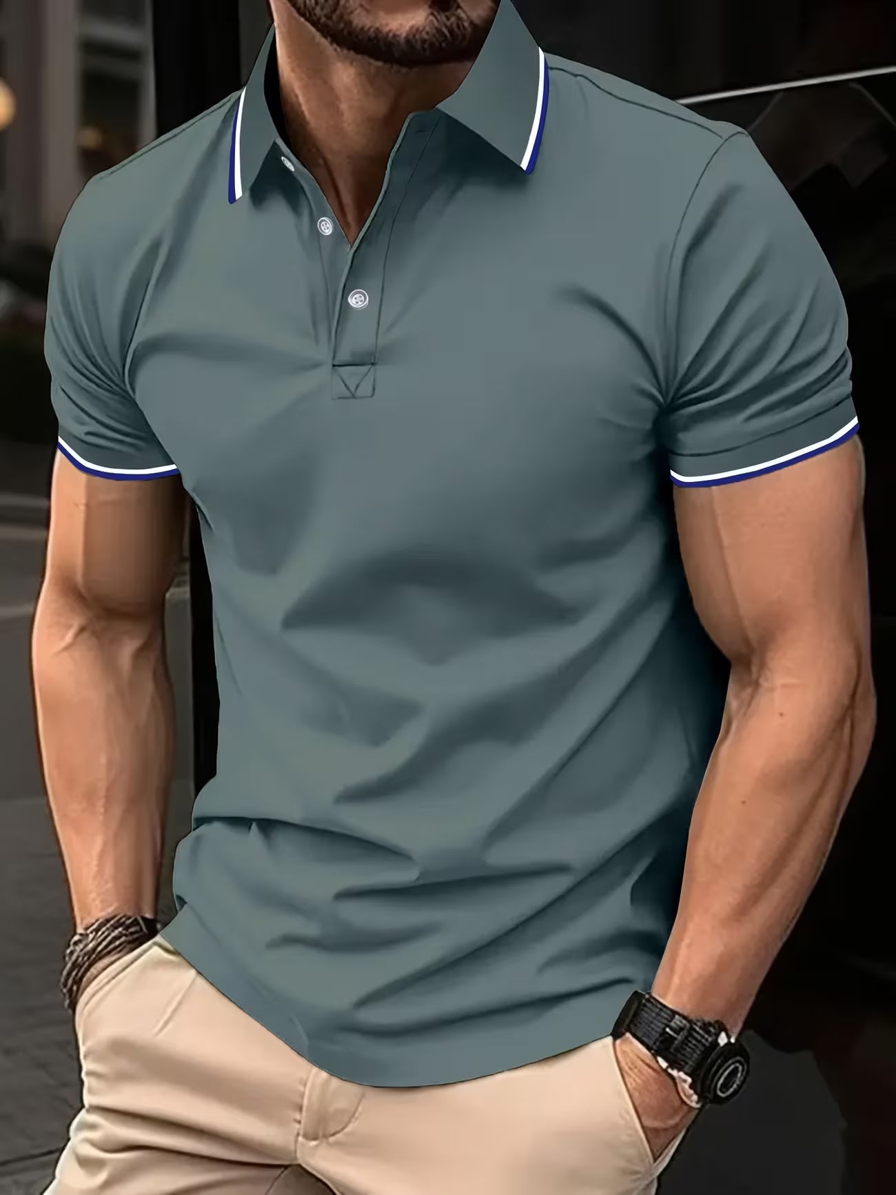 Men's Classic Button Collar Casual Shirt