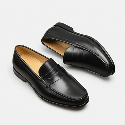 Dorevelle | Men’s Leather Penny Loafers – Almond Toe Slip-On