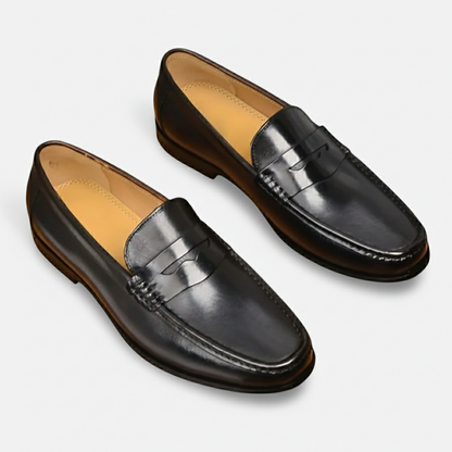 Dorevelle | Men’s Leather Penny Loafers – Almond Toe Slip-On