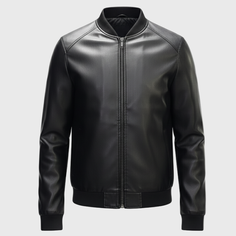 Dorevelle | Men’s Leather Bomber Jacket – Classic Baseball Collar Design