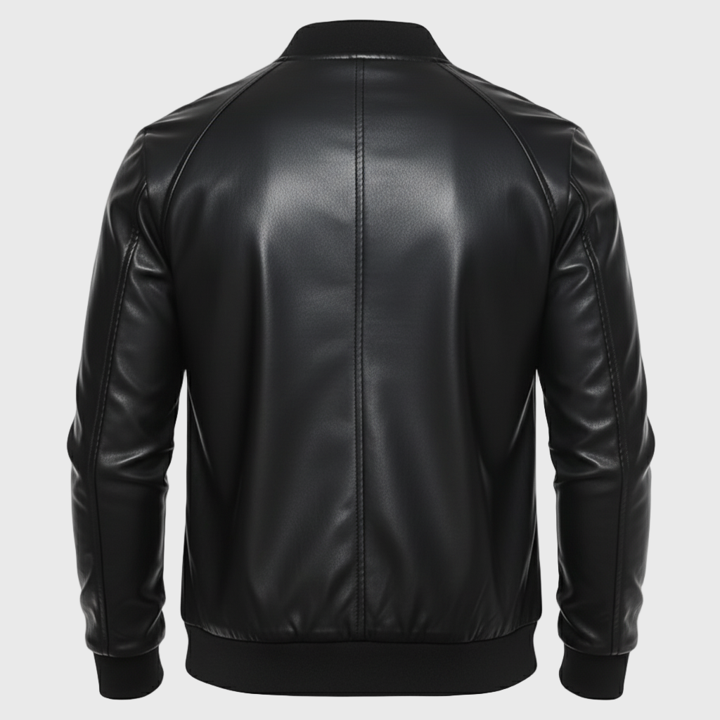 Dorevelle | Men’s Leather Bomber Jacket – Classic Baseball Collar Design