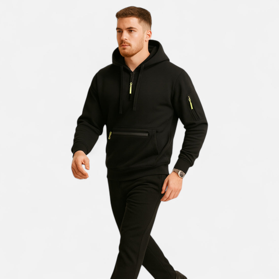 Men’s Heritage Zip Pullover Hooded Sweater with Tailored Fit