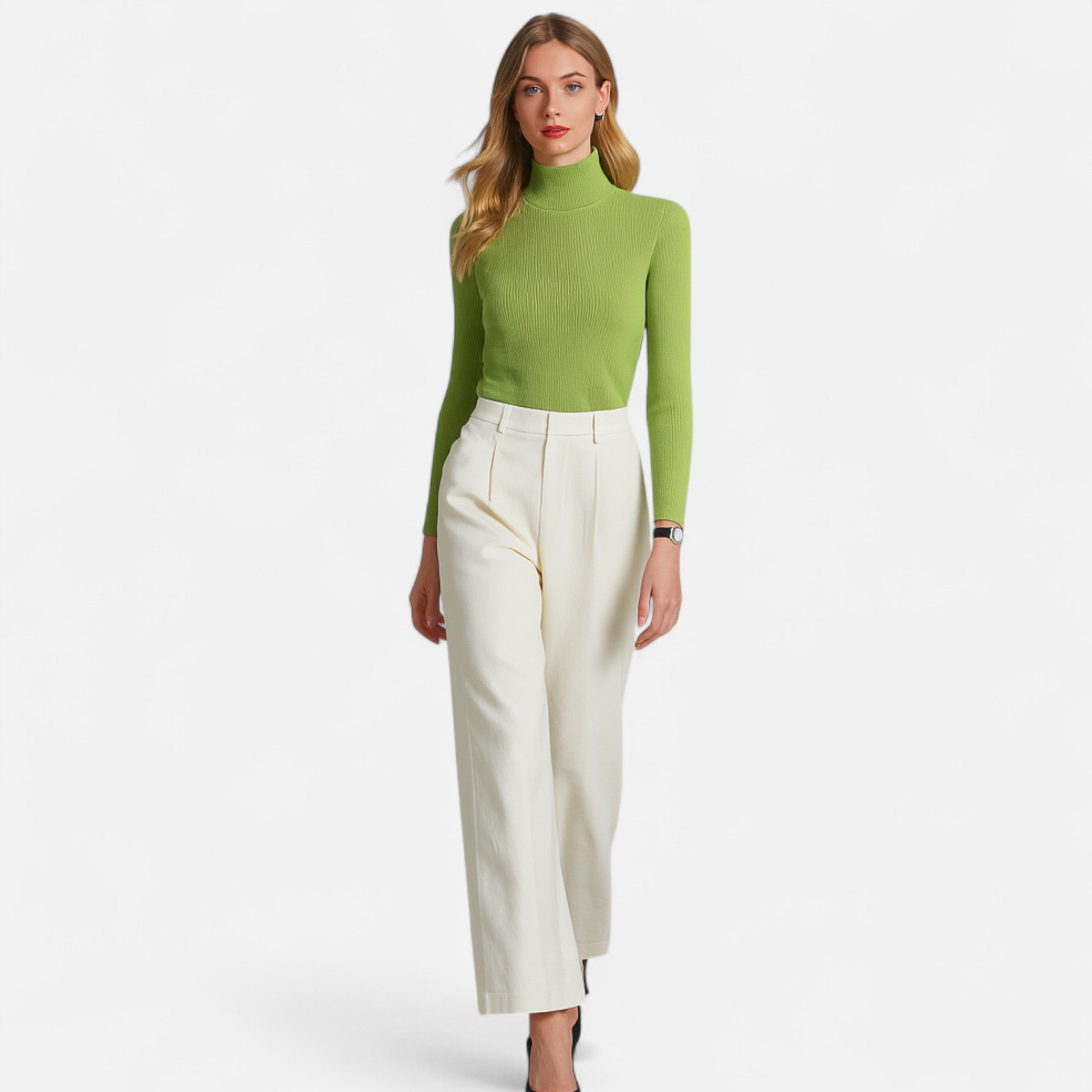 Women’s Ribbed Foldover Turtleneck Sweater for Winter Elegance