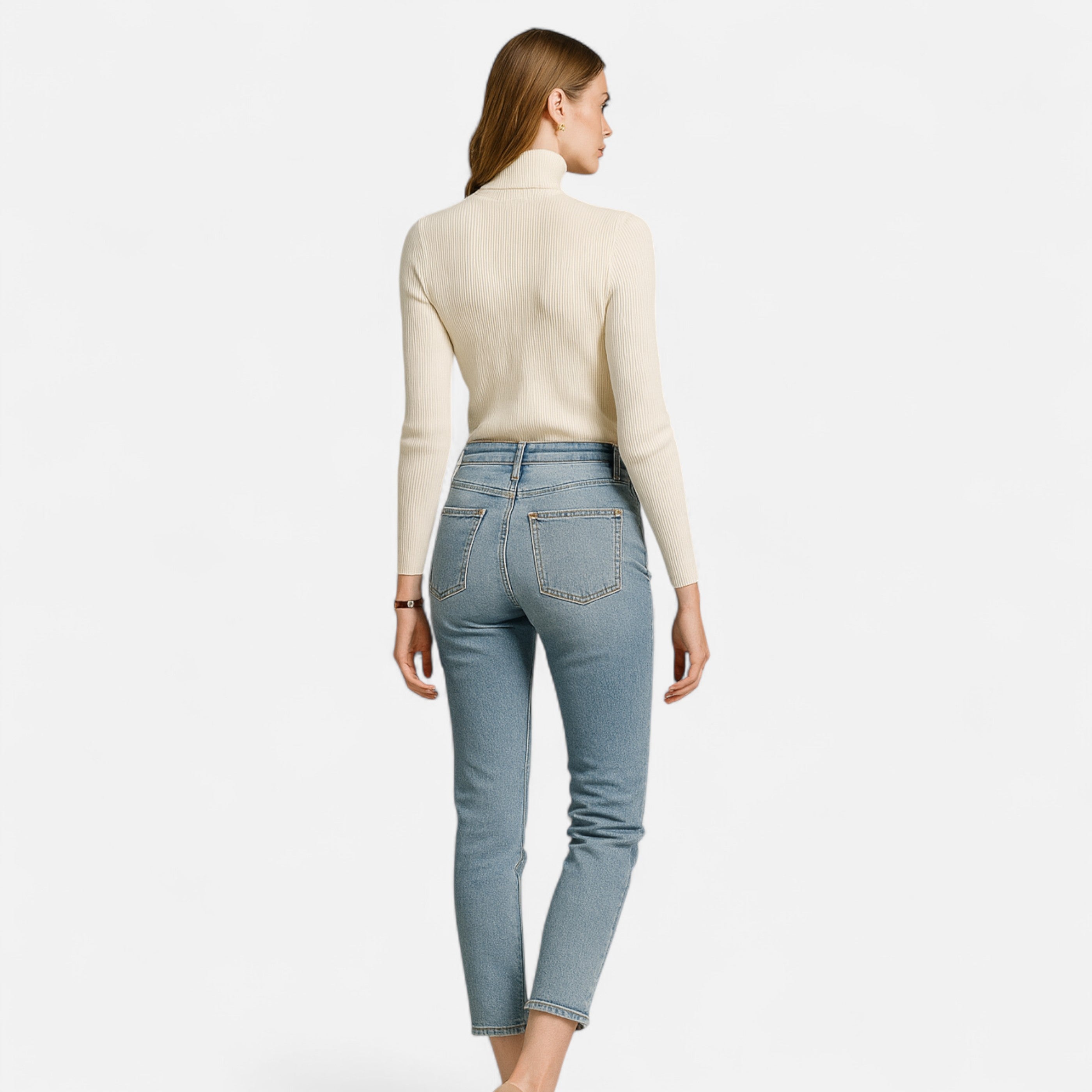 Women’s Ribbed Foldover Turtleneck Sweater for Winter Elegance