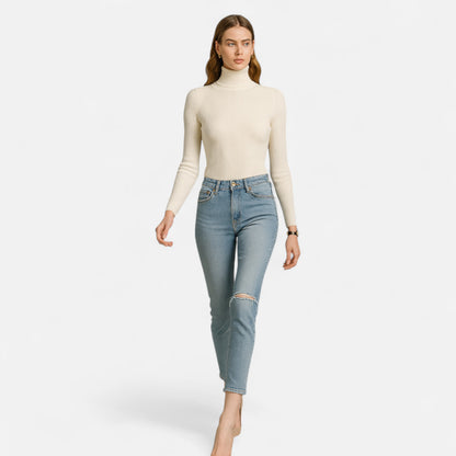 Dorevelle | Women’s Ribbed Turtleneck – Foldover Winter Elegance