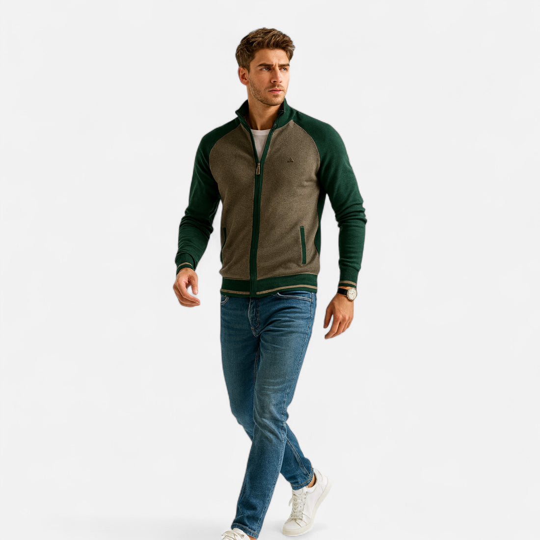 Men’s Heritage Cotton Knit Zipped Sweater with Modern Comfort