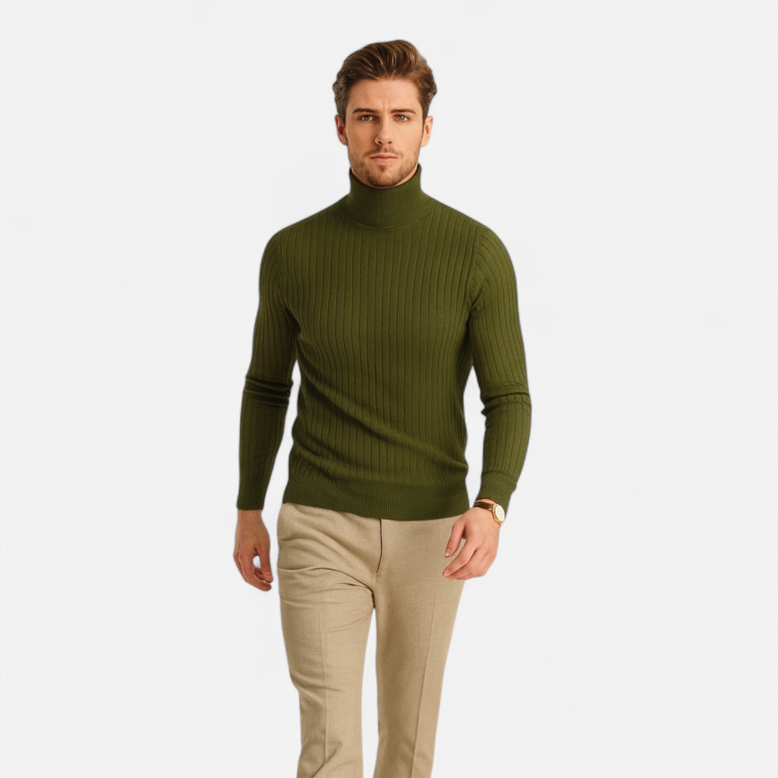 Men’s Wool Turtleneck Sweater High Neck Winter Knitwear