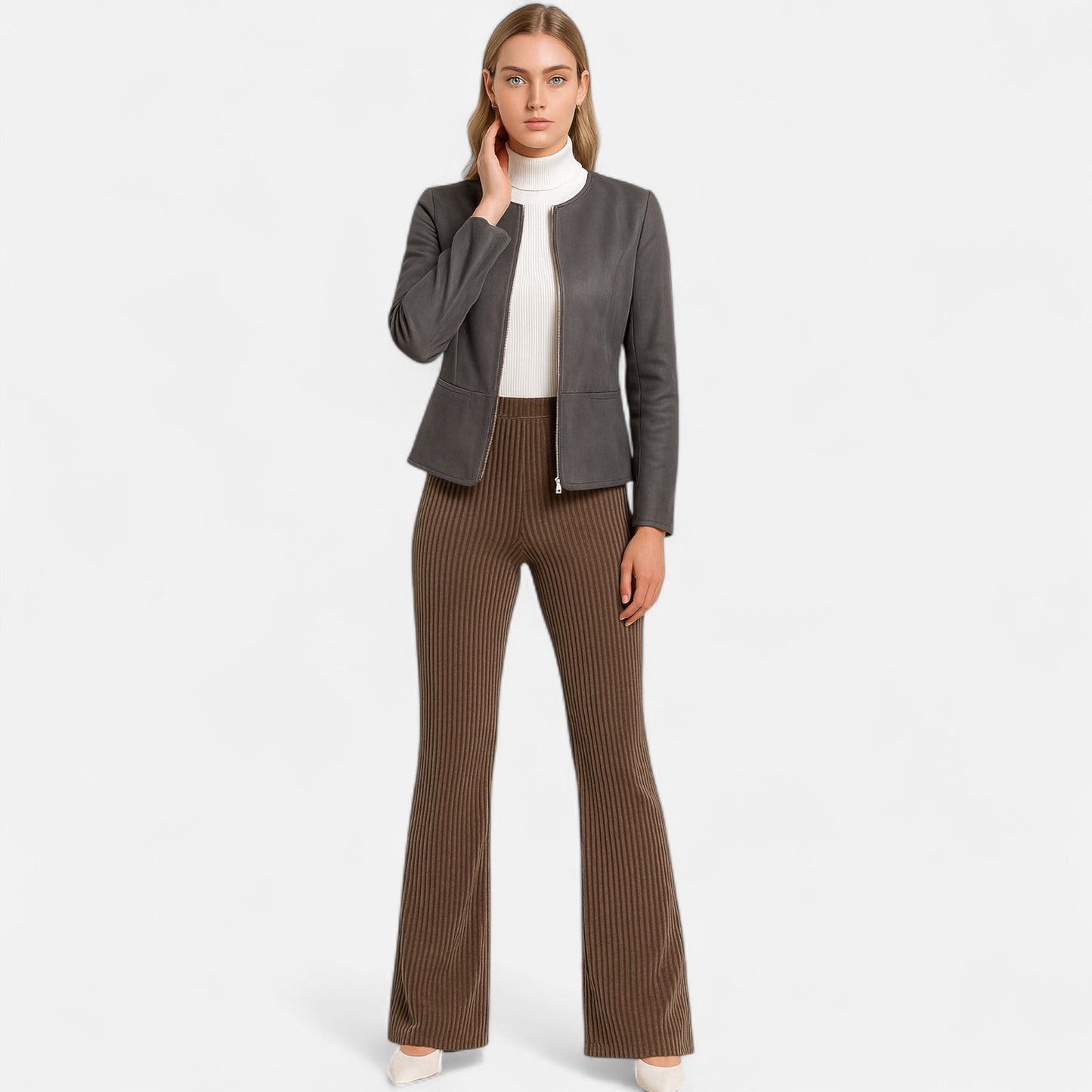 Dorevelle | Women’s Corduroy Trousers – High-Waist Flared Elegance