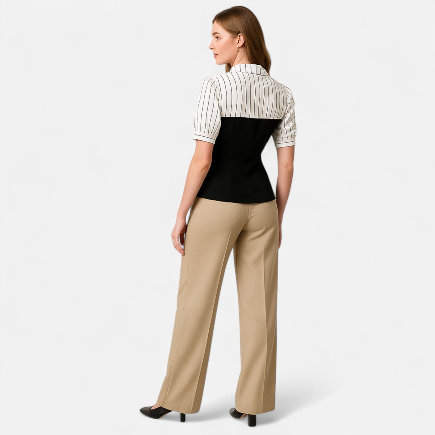 Dorevelle | Women’s Blouse – Striped Patchwork Elegance