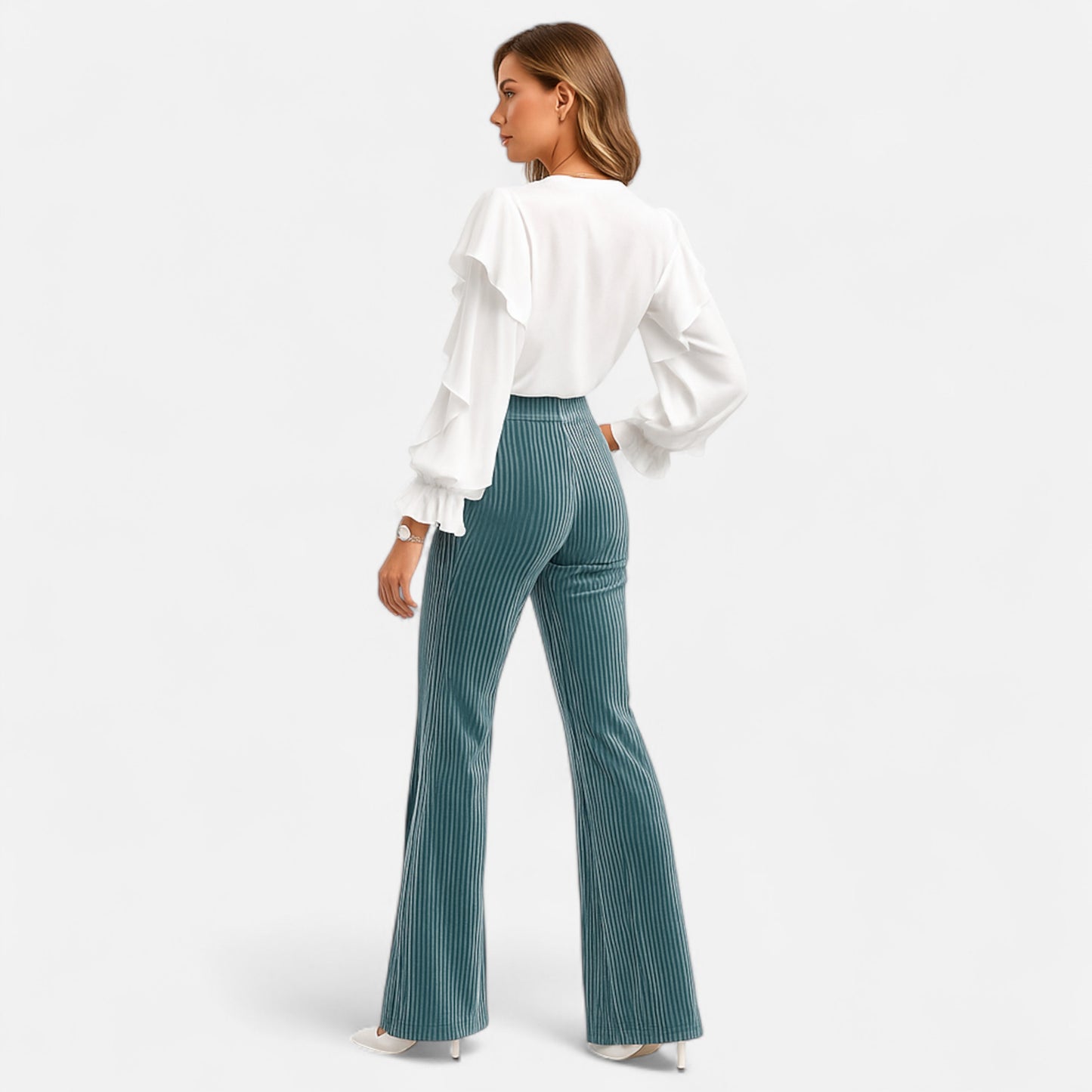 Dorevelle | Women’s Corduroy Trousers – High-Waist Flared Elegance