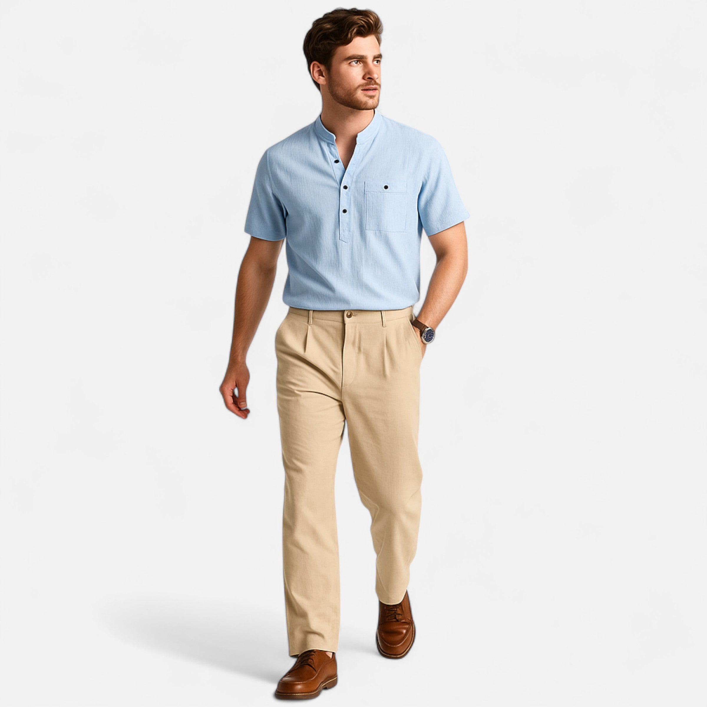 Men’s Linen Straight Leg Trousers Classic Tailored Comfort