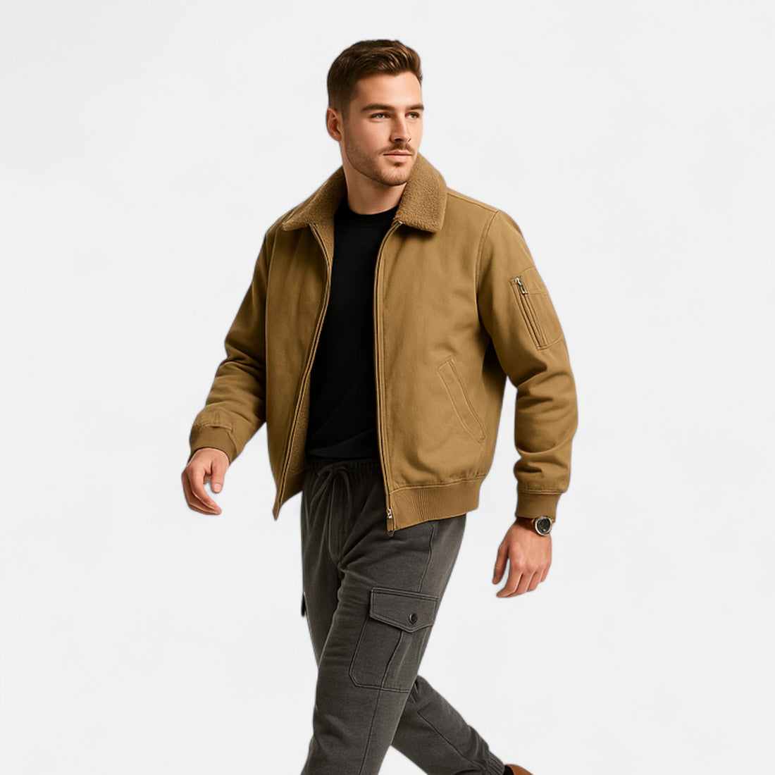 Men’s Casual Cotton and Lambswool Blend Workwear Jacket