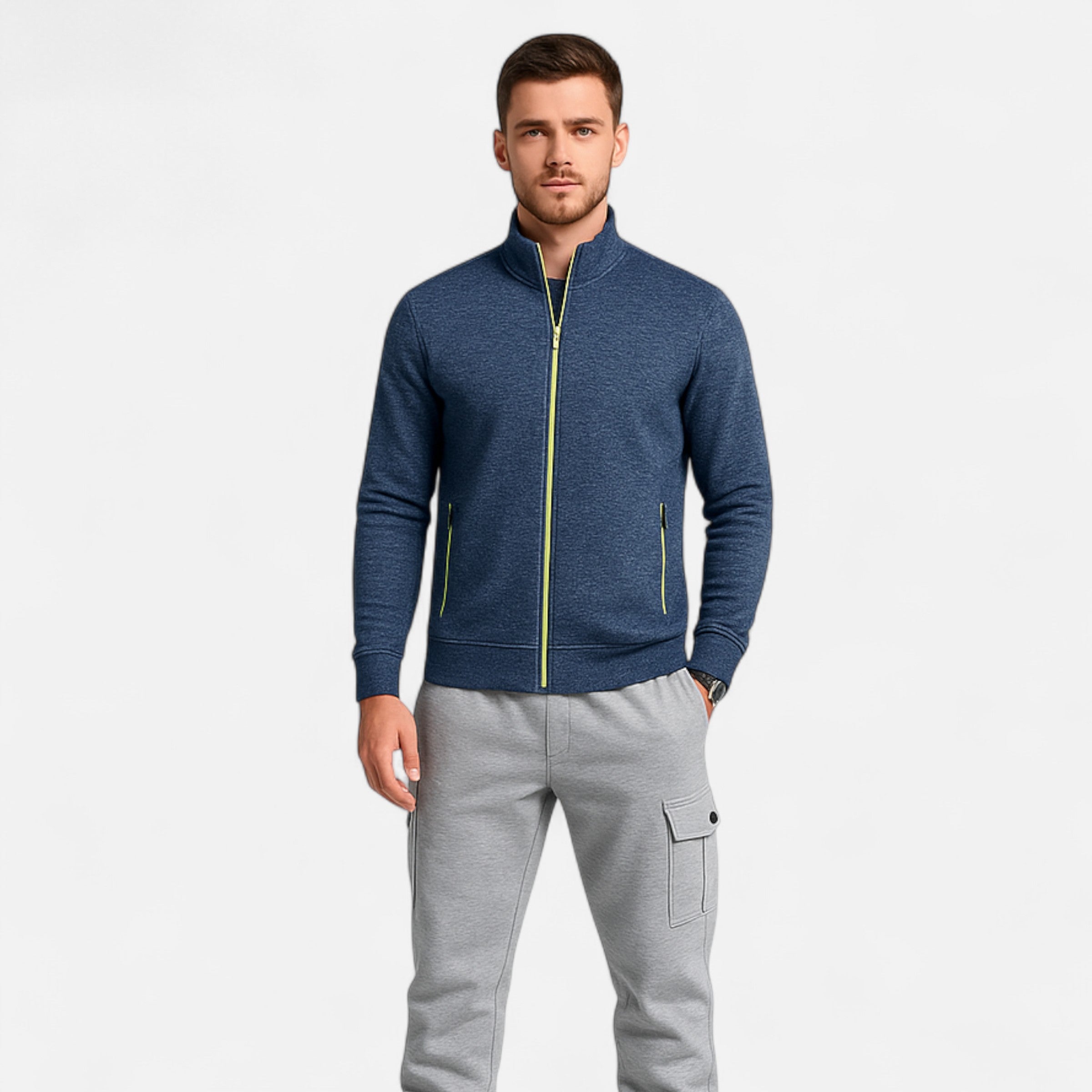Men’s Classic Full Zip Knit Cardigan for Autumn and Winter