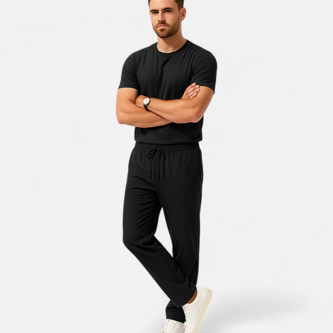 Men’s Relaxed Fit Linen Trousers Lightweight Breathable Hipster Pants
