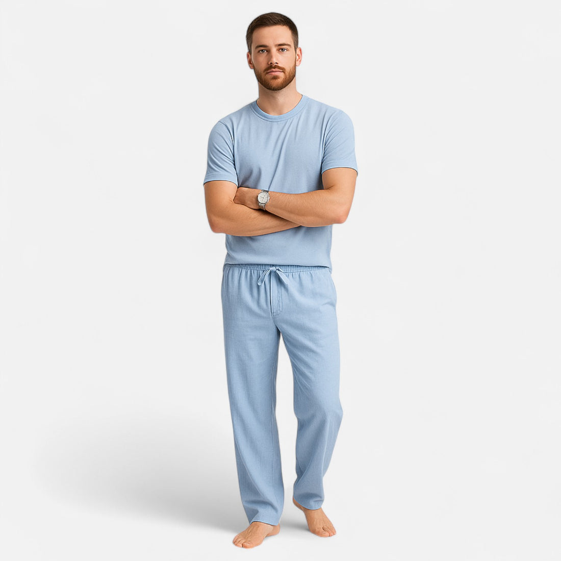 Men’s Relaxed Wide Leg Linen Blend Autumn Pants