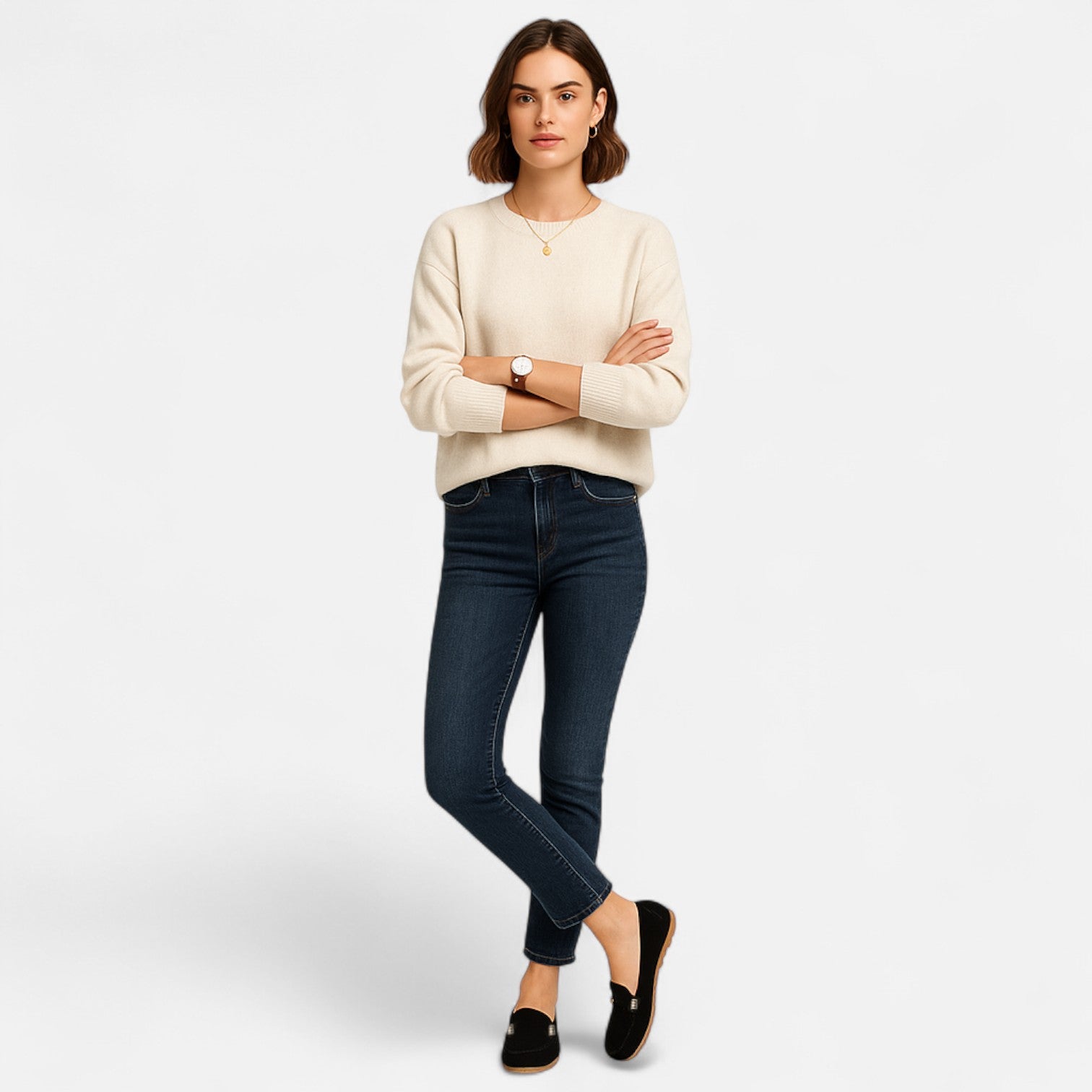 Women’s Slip-On Loafers with Round Toe and Cushioned Comfort