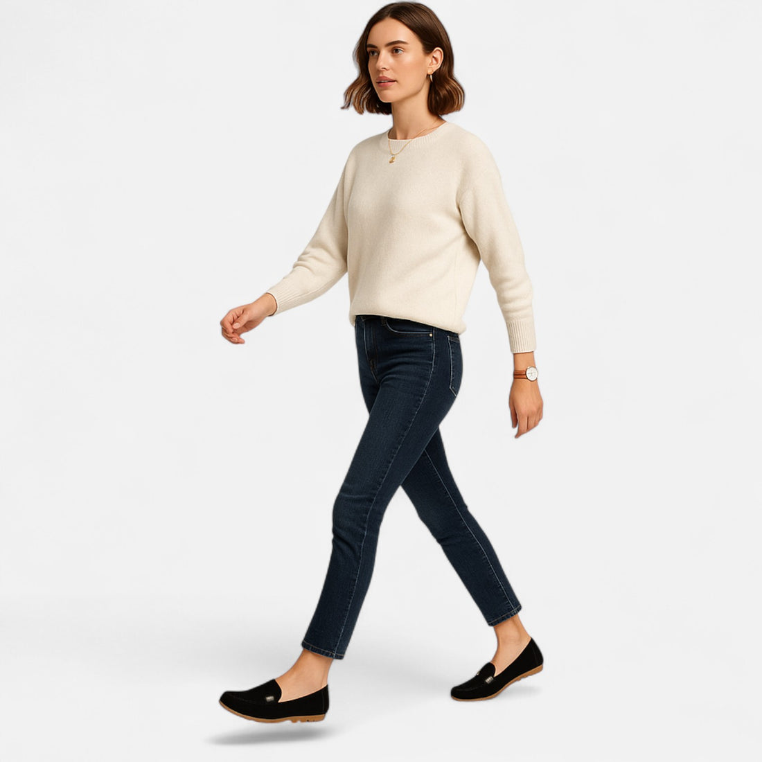 Women’s Slip-On Loafers with Round Toe and Cushioned Comfort