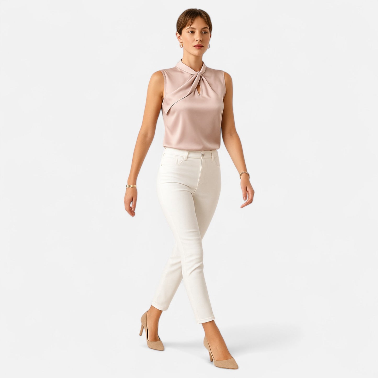 Dorevelle | Women’s Sleeveless Top – Asymmetric Satin Cut